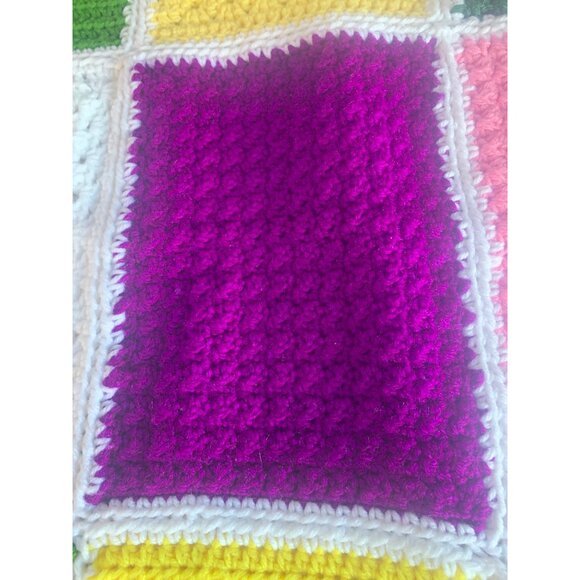 Handmade Colorful Patchwork Crochet Blanket - Picture 6 of 6